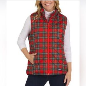Lands' End Women's Plaid Down Insulated Full Zip Vest Size 1X
